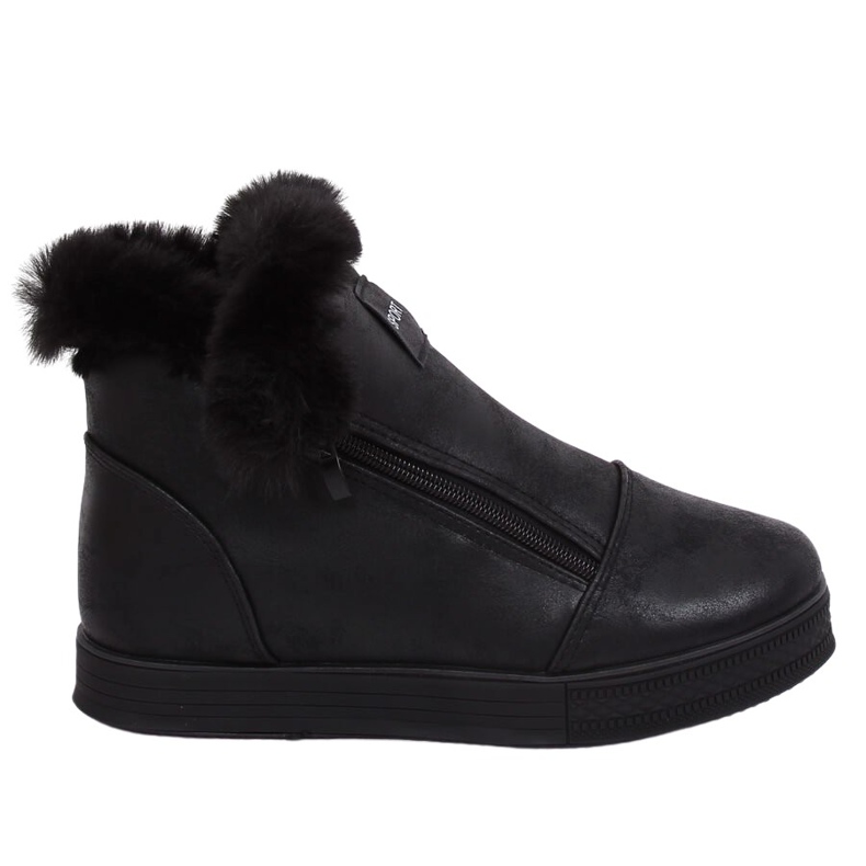 Baskets montantes noires avec fourrure W19-29 Black II Quality le noir