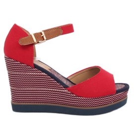 Sandales rouges sur talon compensé 9079 Red II Genre