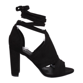 Sandales noires nouées à la cheville NS112P Noir le noir