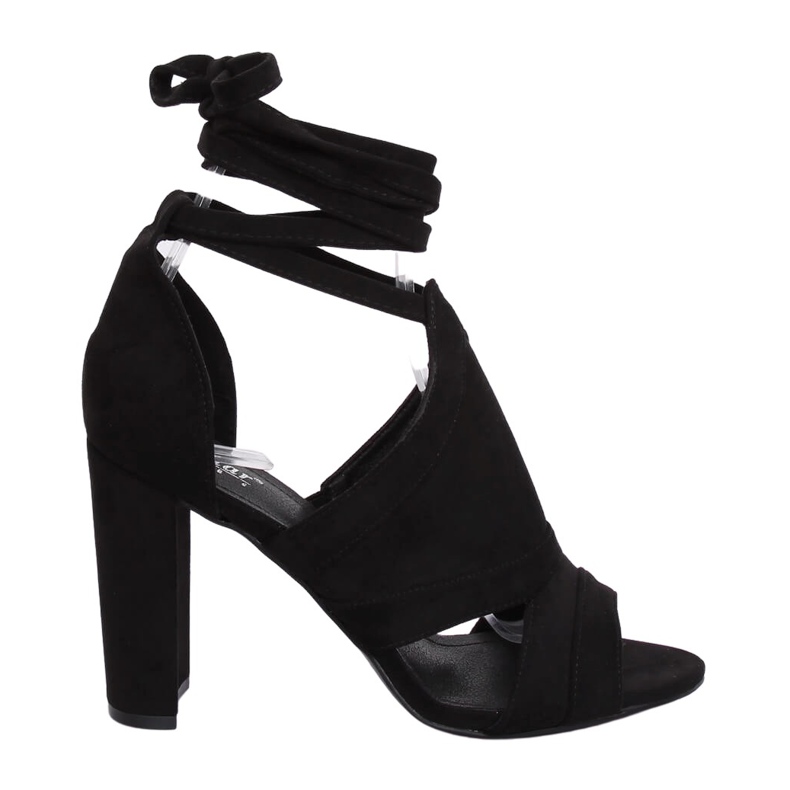 Sandales noires nouées à la cheville NS112P Noir le noir