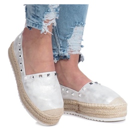 Espadrilles argentées sur le compensé Glam gris