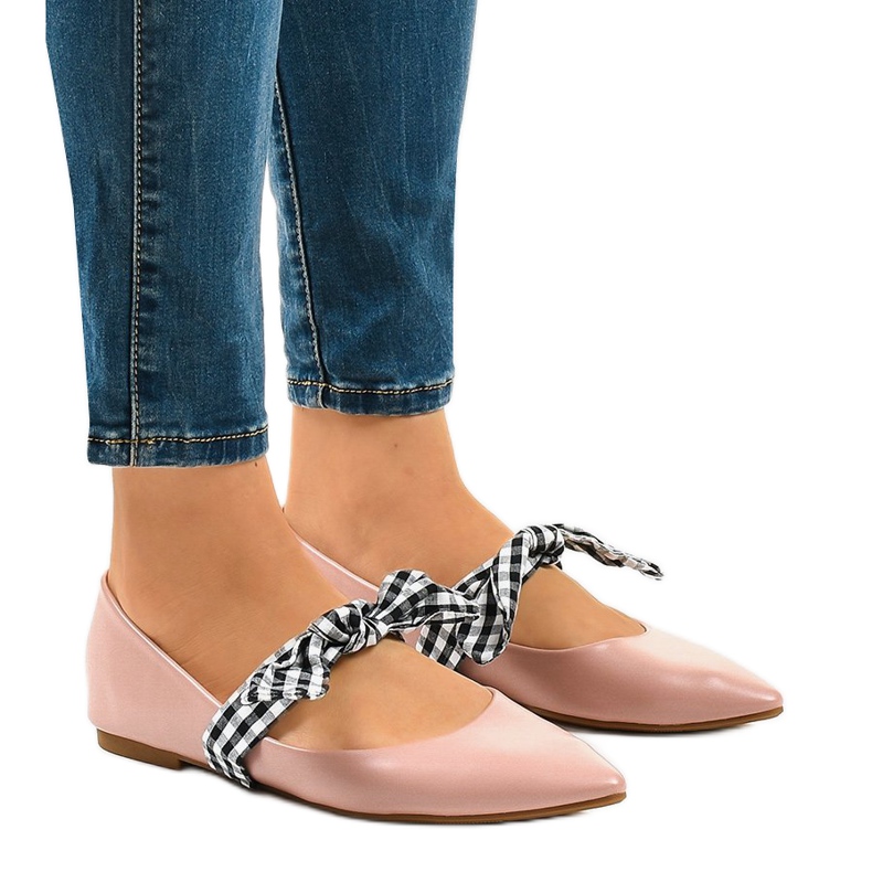 Ballerines roses à lacets avec nœuds NK07P Ballerines roses à lacets avec nœuds NK07P