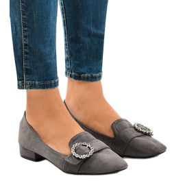 Escarpins en daim gris L419