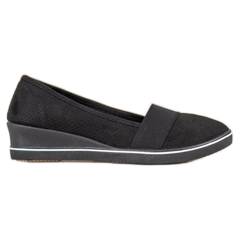 SHELOVET Ballerine Noire Sur Compensée le noir