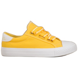 SHELOVET Baskets confortables en textile jaune