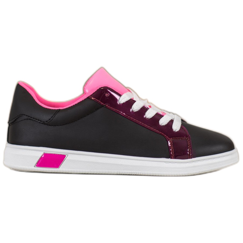 Ideal Shoes Baskets à la mode avec cuir écologique le noir multicolore