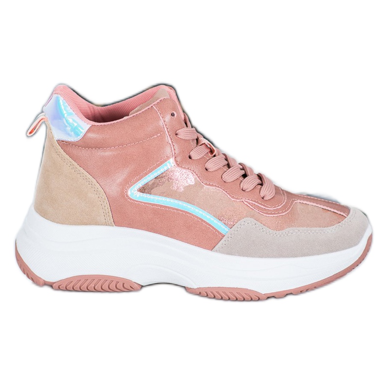 Ideal Shoes Bottes hautes sur la plate-forme rose multicolore