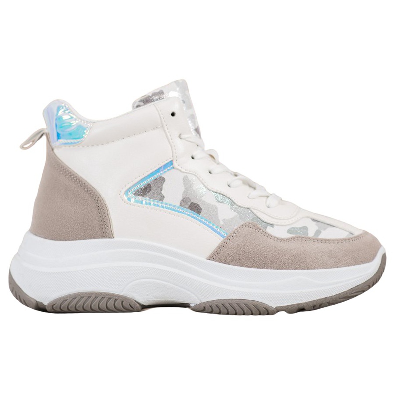 Ideal Shoes Bottes hautes sur la plate-forme blanc brun multicolore