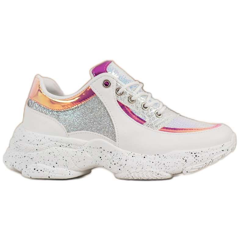 SHELOVET Baskets à paillettes sur la plateforme blanc gris multicolore