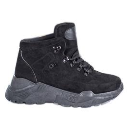 Queentina Baskets en daim noir