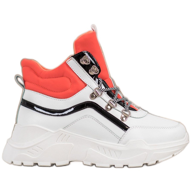 Ideal Shoes Bottes de mode blanche orange multicolore Ideal Shoes Bottes de mode blanche orange multicolore