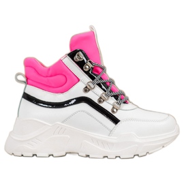 Ideal Shoes Bottes de mode blanche rose multicolore
