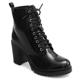 Bottines Laquées À Talons Hauts 17140 Noir le noir