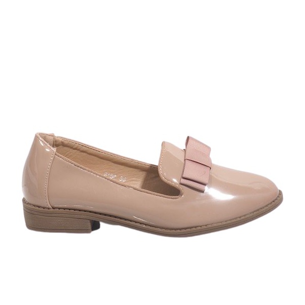 Mocassins femme beige avec nœud F158
