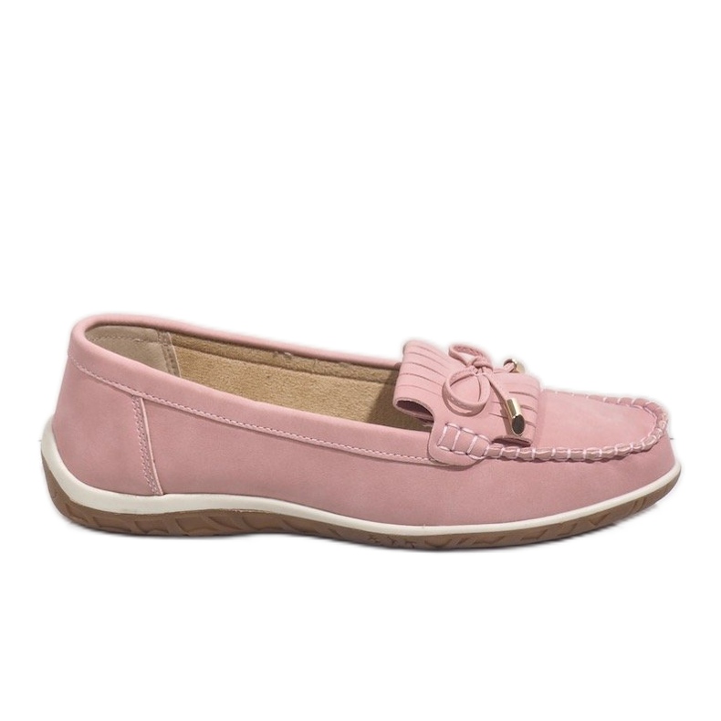 Mocassins ballerines roses à franges MDM126