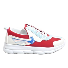 Baskets de sport blanches pour femmes W-3112 rouge multicolore