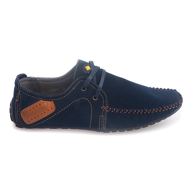 Mocassins Cuir à Lacets MA18 Bleu Marine Mocassins Cuir à Lacets MA18 Bleu Marine