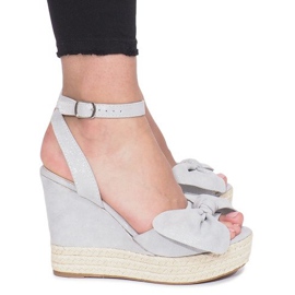 Sandales compensées grises à nœud Espadrilles Cubana