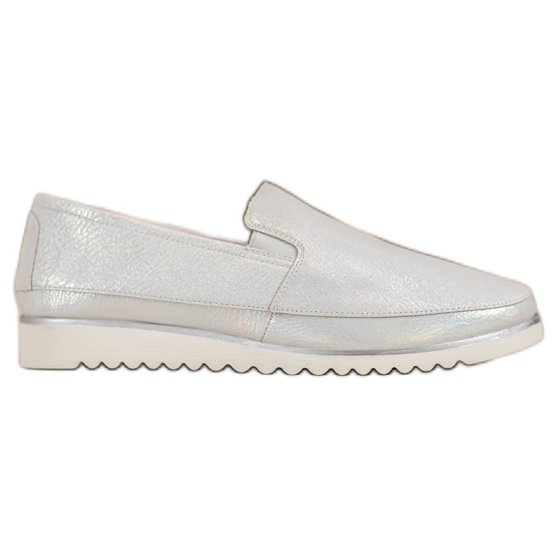 Sergio Leone Chaussures à enfiler argentées gris
