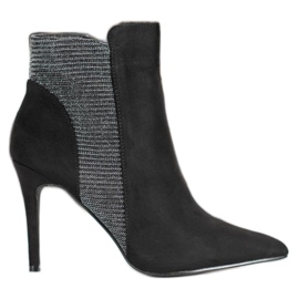 SHELOVET Bottines en daim sur un talon haut noir