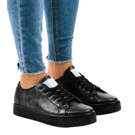 Baskets creepers noires pour femmes F-2969 le noir