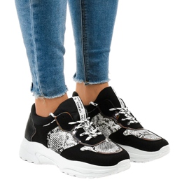 Baskets noires effet serpent YL-8