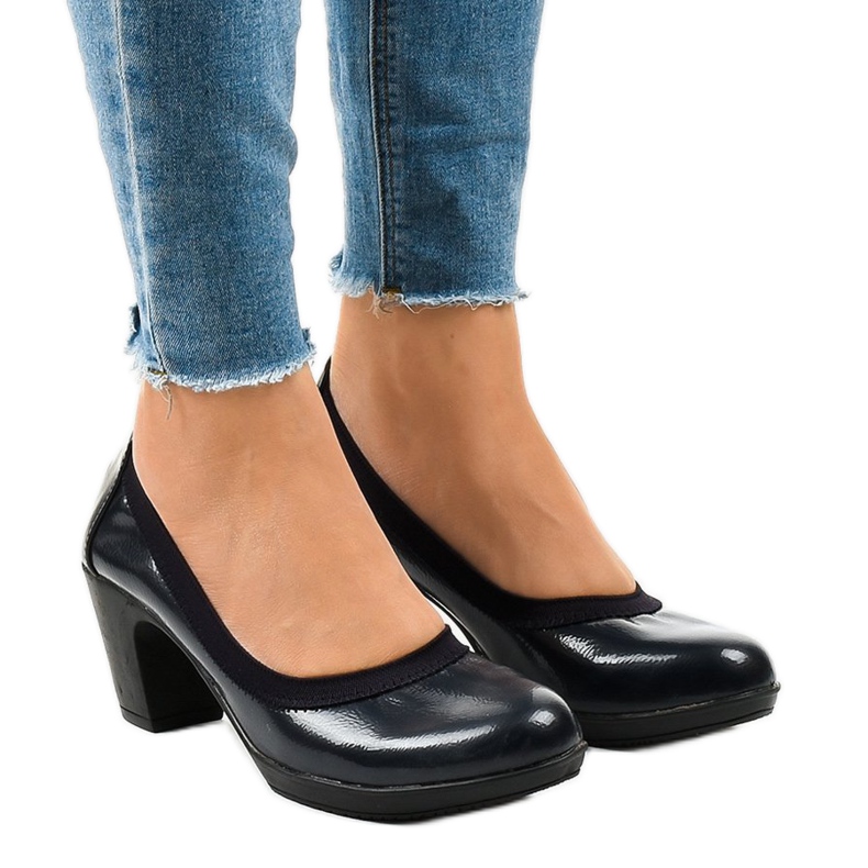 Escarpins laqués marine sur le montant 579-2 bleu marin Escarpins laqués marine sur le montant 579-2 bleu marin