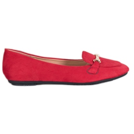 SHELOVET Ballerines en daim rouge