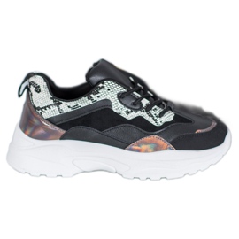 SHELOVET Baskets nouées avec cuir écologique le noir multicolore SHELOVET Baskets nouées avec cuir écologique le noir multicolore