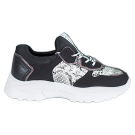 SHELOVET Baskets noires à imprimé serpent le noir multicolore