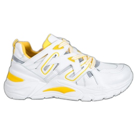 Small Swan Baskets confortables en cuir écologique blanc jaune