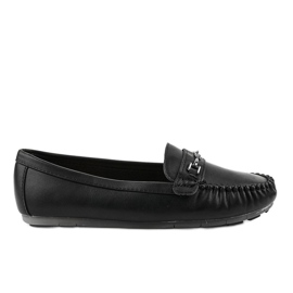 Mocassins ballerines en éco-cuir noir FM3102A