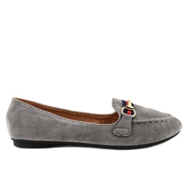 Ballerines mocassins grises à boucle B2027 Ballerines mocassins grises à boucle B2027