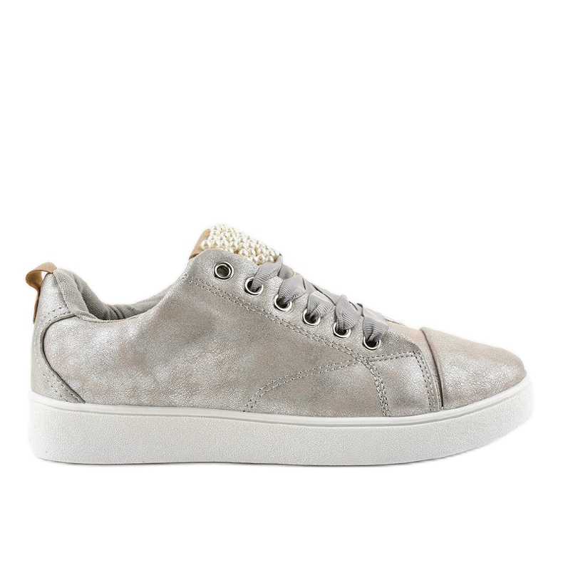 Baskets grises ornées de perles 373-Y