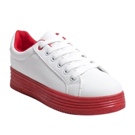 Baskets blanches sur semelle épaisse rouge W-68