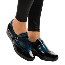 Chaussures compensées noires 7-9021 bleu marine