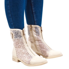 Bottines plates ajourées beiges X362