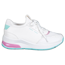 SHELOVET Chaussures nouées en cuir écologique blanc