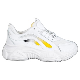 SHELOVET Baskets à la mode sur la plate-forme blanche jaune