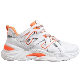 Small Swan Baskets confortables en cuir écologique blanc orange