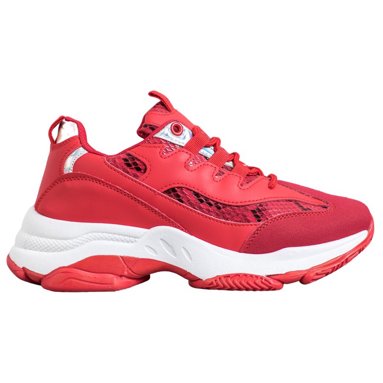 SHELOVET Baskets à plateforme à imprimé serpent rouge