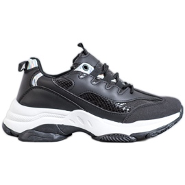 SHELOVET Baskets à plateforme à imprimé serpent noir