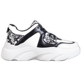 Weide Baskets en cuir écologique à la mode blanc noir