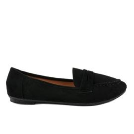 Mocassins ballerines en éco-daim noirs B2030 le noir