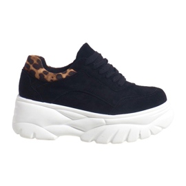 Baskets de sport en éco-daim noires 7816-Y le noir