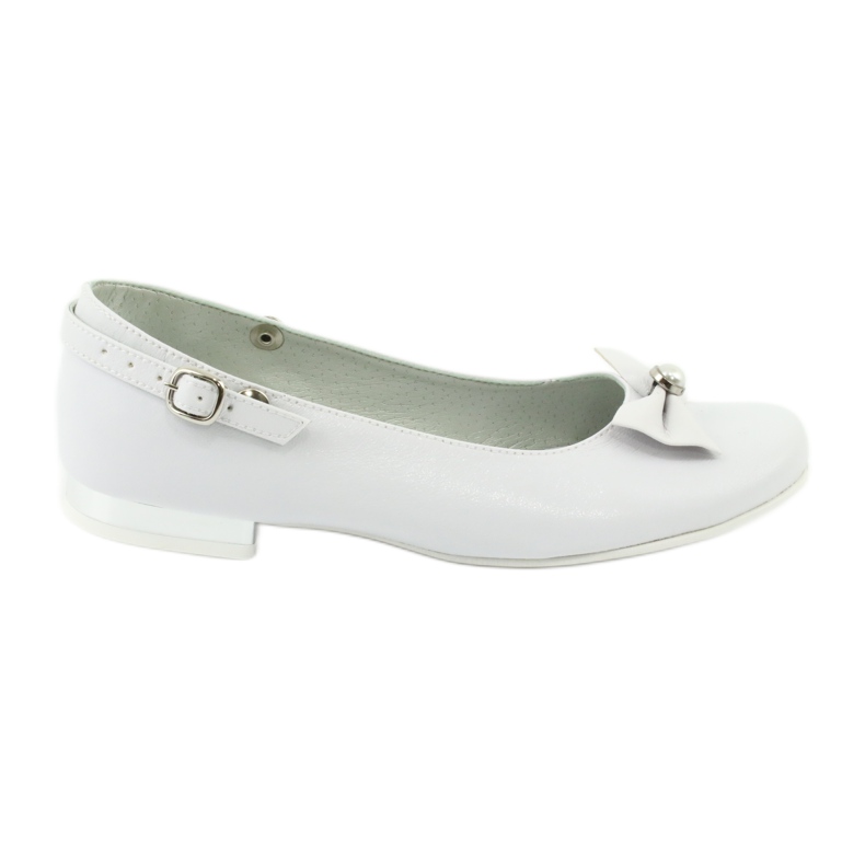 Miko Ballerines de communion blanche pour enfants avec un arc 806