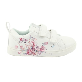 American Club baskets Velcro fleurs ES11 blanc rouge bleu