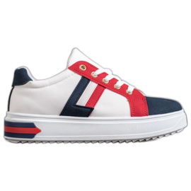 SHELOVET Chaussures de sport en cuir écologique blanche multicolore SHELOVET Chaussures de sport en cuir écologique blanche multicolore