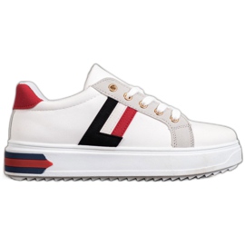 SHELOVET Chaussures de sport en cuir écologique blanc multicolore