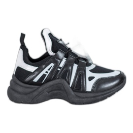 SHELOVET Baskets mode confortables blanc noir